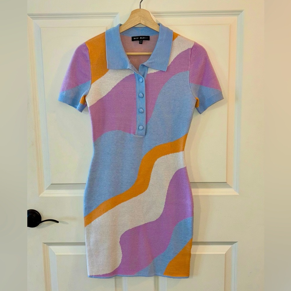 Knit collared mini dress